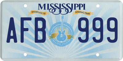 MS license plate AFB999