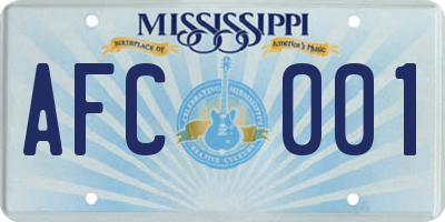 MS license plate AFC001