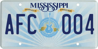 MS license plate AFC004