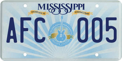 MS license plate AFC005