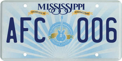 MS license plate AFC006
