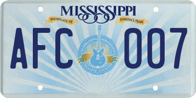 MS license plate AFC007