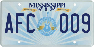 MS license plate AFC009