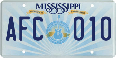 MS license plate AFC010