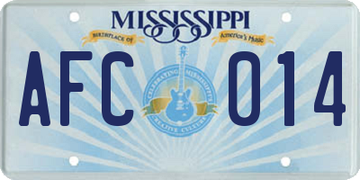 MS license plate AFC014