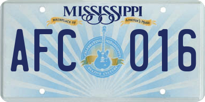 MS license plate AFC016