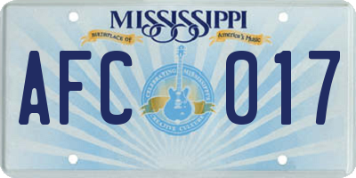 MS license plate AFC017
