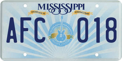 MS license plate AFC018