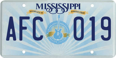MS license plate AFC019