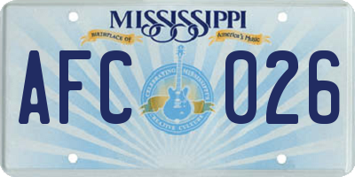 MS license plate AFC026