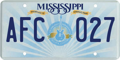 MS license plate AFC027