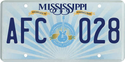 MS license plate AFC028