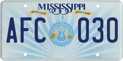 MS license plate AFC030