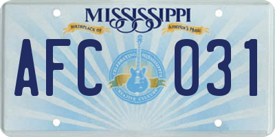 MS license plate AFC031
