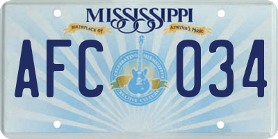 MS license plate AFC034