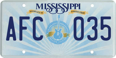 MS license plate AFC035