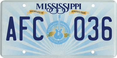 MS license plate AFC036