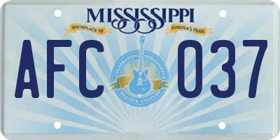 MS license plate AFC037