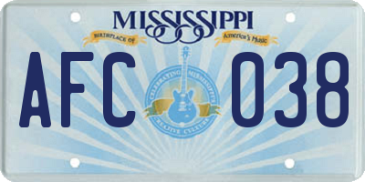 MS license plate AFC038