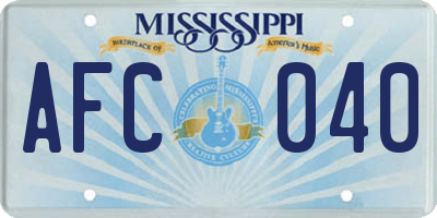 MS license plate AFC040