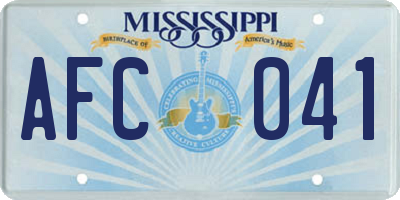 MS license plate AFC041