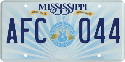 MS license plate AFC044