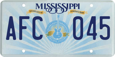 MS license plate AFC045