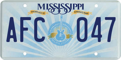MS license plate AFC047