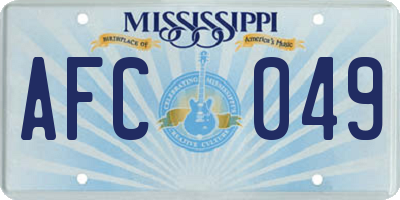 MS license plate AFC049