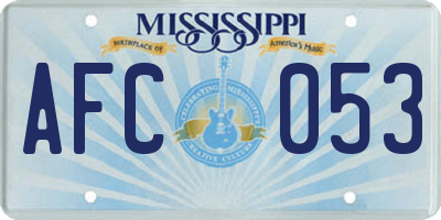MS license plate AFC053