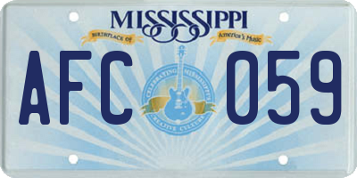 MS license plate AFC059