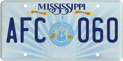 MS license plate AFC060
