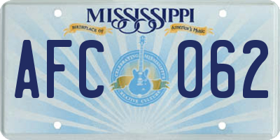 MS license plate AFC062