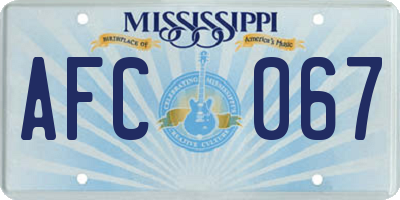 MS license plate AFC067
