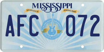 MS license plate AFC072