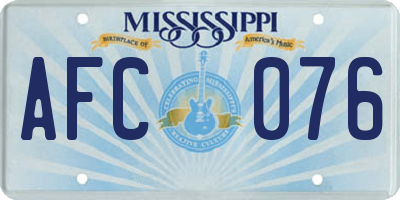 MS license plate AFC076