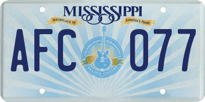 MS license plate AFC077