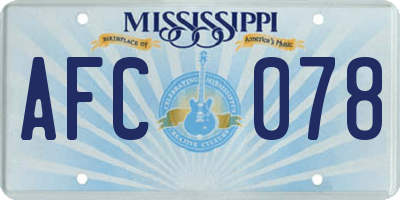 MS license plate AFC078