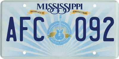 MS license plate AFC092