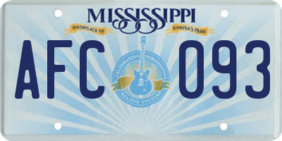 MS license plate AFC093