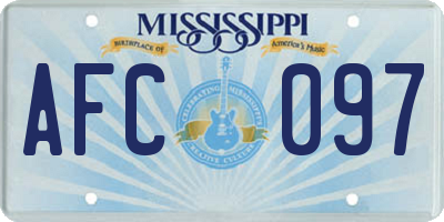 MS license plate AFC097