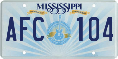 MS license plate AFC104
