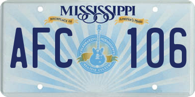 MS license plate AFC106