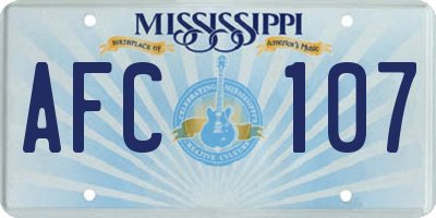 MS license plate AFC107