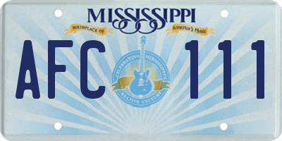 MS license plate AFC111