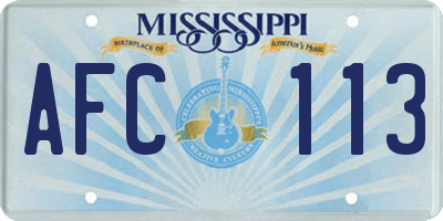 MS license plate AFC113