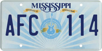 MS license plate AFC114