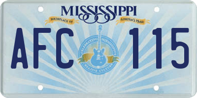 MS license plate AFC115