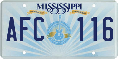 MS license plate AFC116