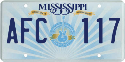 MS license plate AFC117